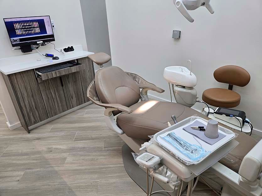 Modern teeth whitening treatment room at VitaDent Brooklyn Dental Group.