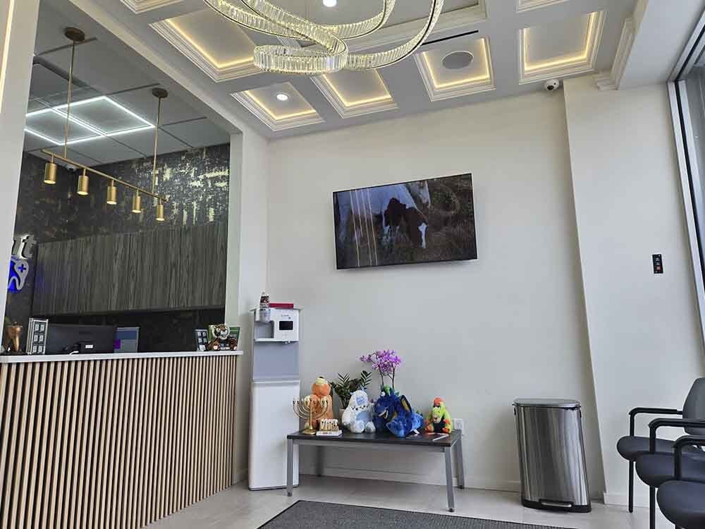 Reception and waiting area at VITAdent Brooklyn dental office